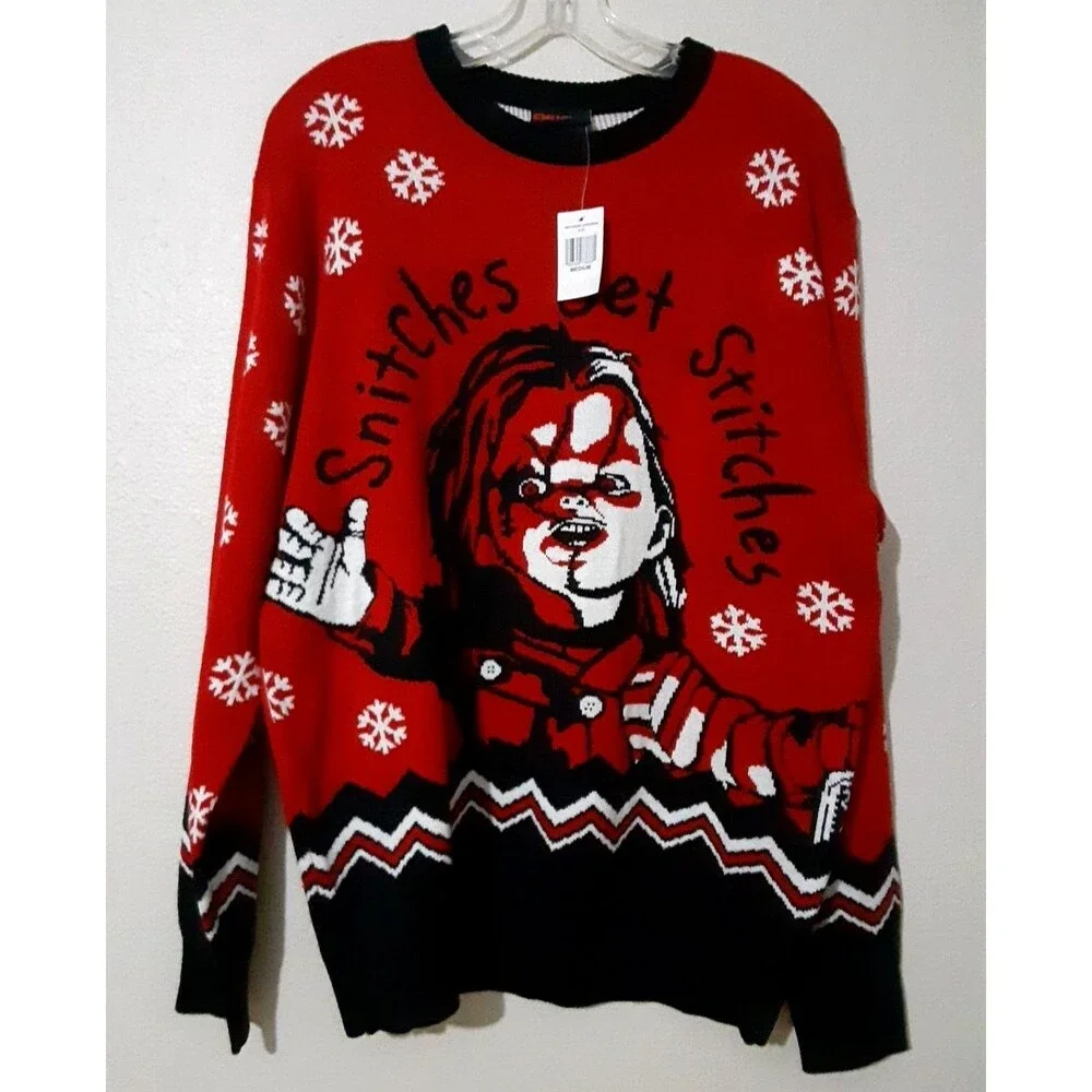 NWT CHUCKY SNITCHES GET STITCHES Holiday Christmas SWEATER SIZE M